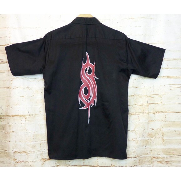 Slipknot Work Shirt Mens L Black Pacific West Button SS VTG Y2K 2001 Metal FLAW